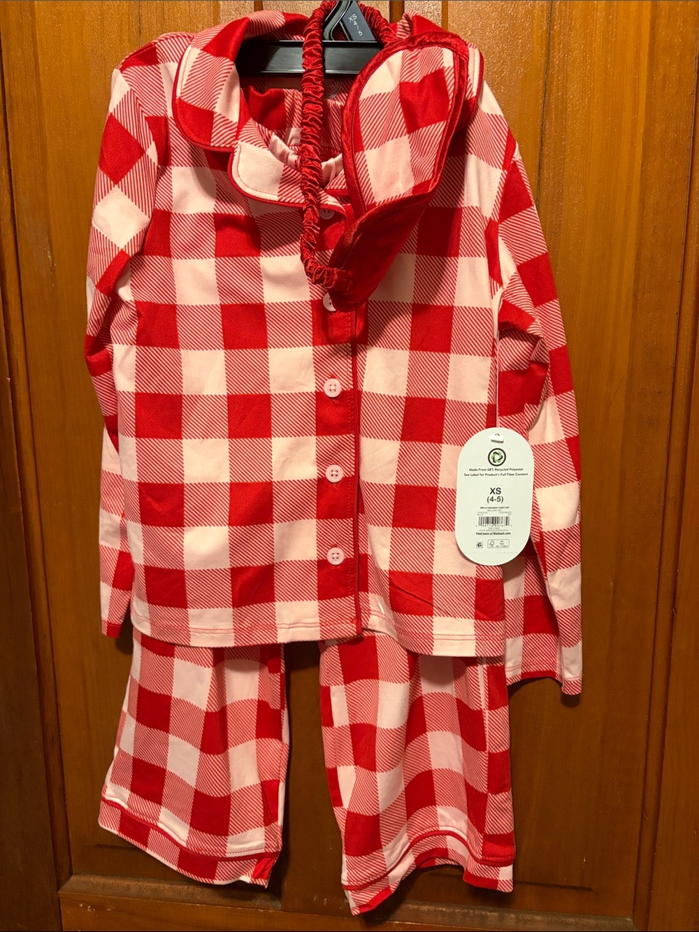wonder nation Red and White Buffalo Plaid Kids Pajama Set